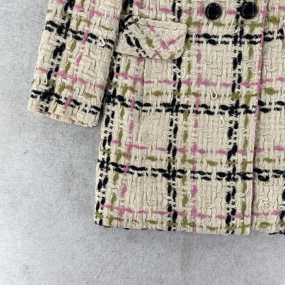Milly of New York Tweed Pea Coat Womens Size 0 Double Breasted Long Wool Jacket - Picture 9 of 14